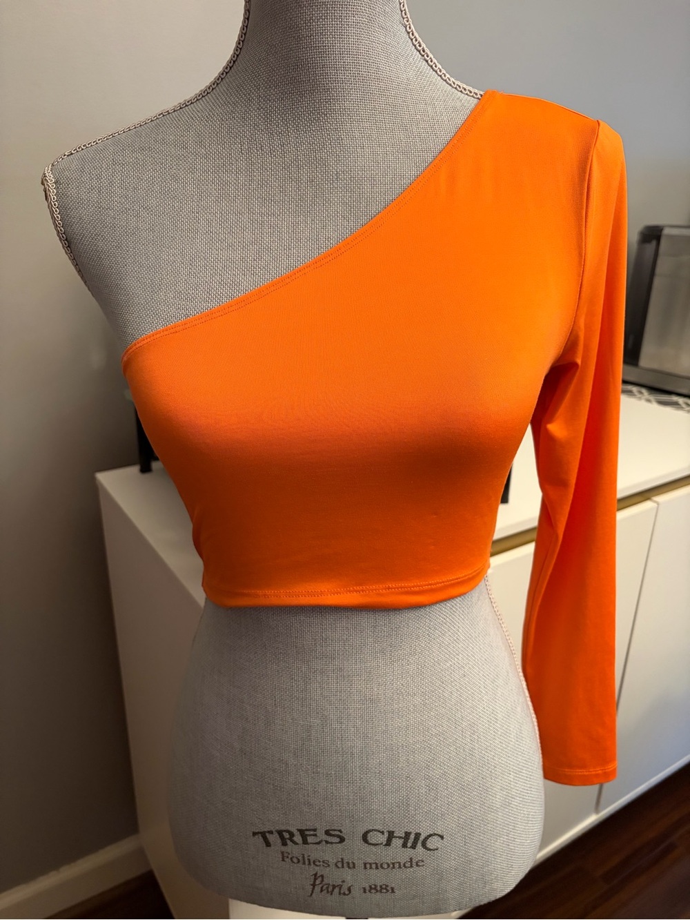 Shein One-Shoulder Orange Crop Top Women Medium